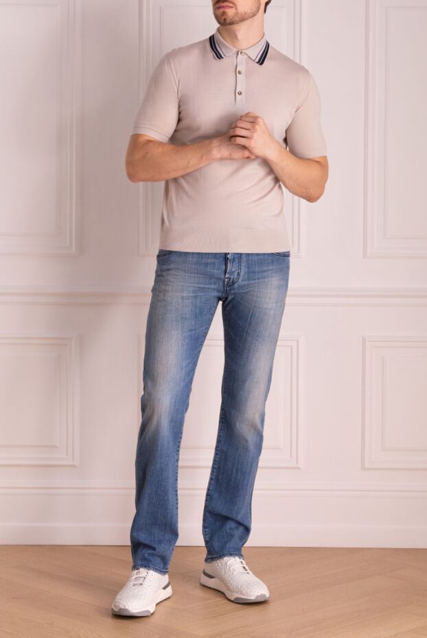 Massimo Sforza beige silk and wool polo for men 138874 - photo 2