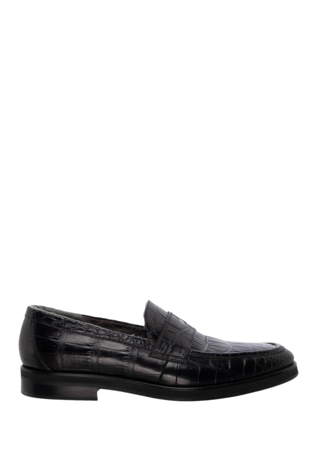 Tardini men's black alligator leather loafers with fur 138877 - photo 1