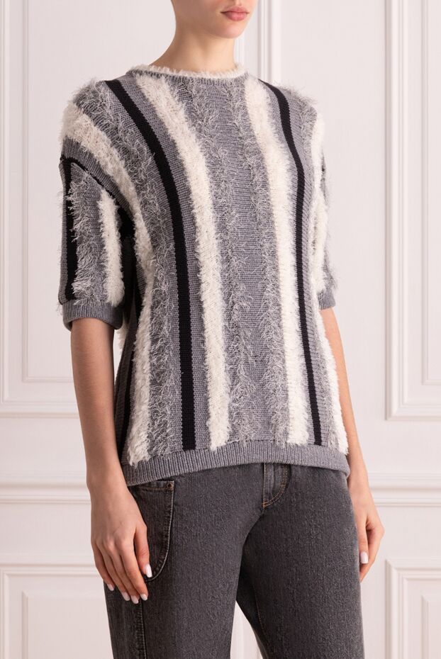 Brunello Cucinelli cotton knit sweater with a brushed finish and short sleeves
 139019 - photo 3