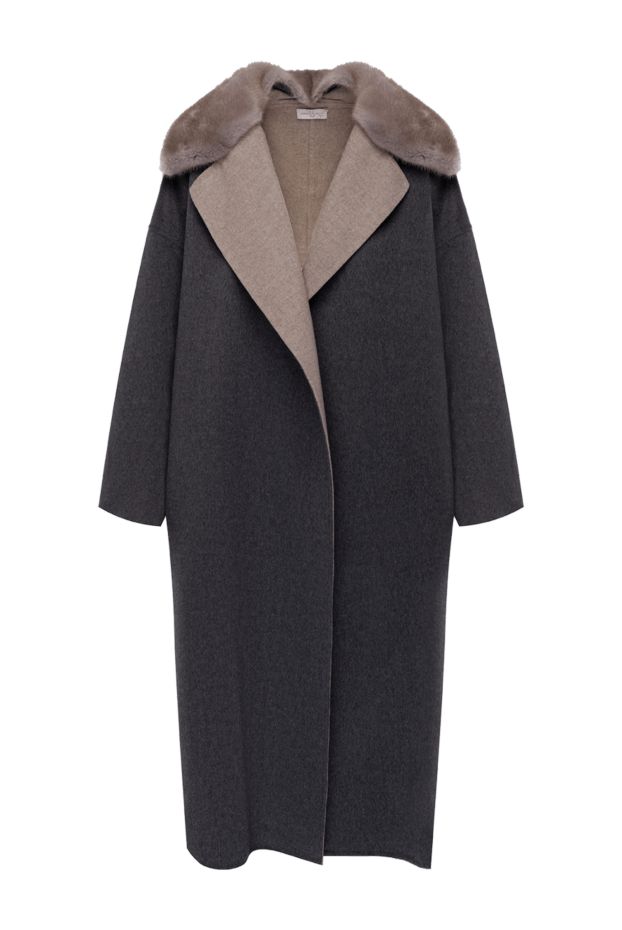 Bilancioni two-tone oversized wool coat with fur collar 139137 - photo 1