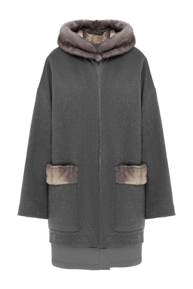 Bilancioni graphite coat with mink fur hood 139138 - photo 1