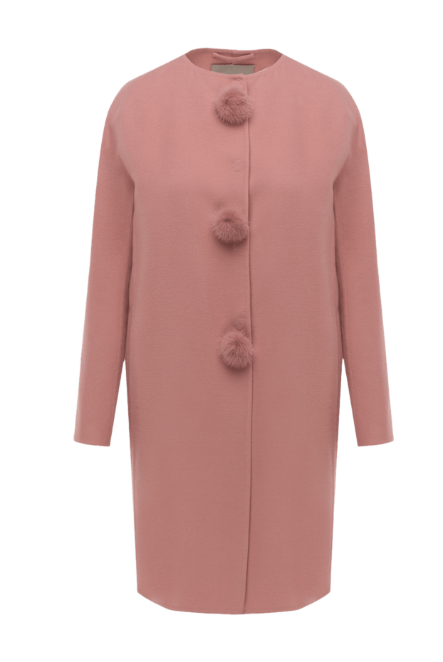 Ermanno Scervino straight cut coat made of pink wool with fur buttons 139175 - photo 1