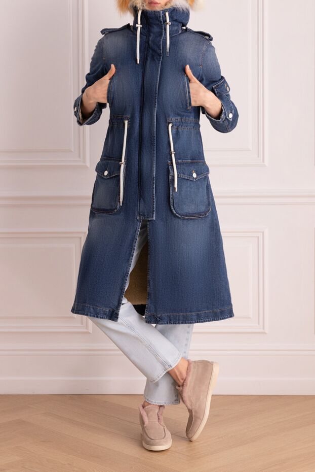 Ermanno Scervino blue cotton and elastane parka for women 139178 - photo 2