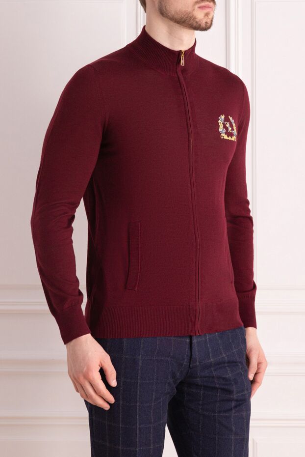 Billionaire men's cardigan made of wool, silk and cashmere in burgundy 139279 - photo 3