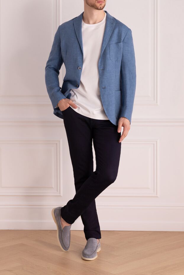 Corneliani blue linen and cotton jacket for men 139382 - photo 2