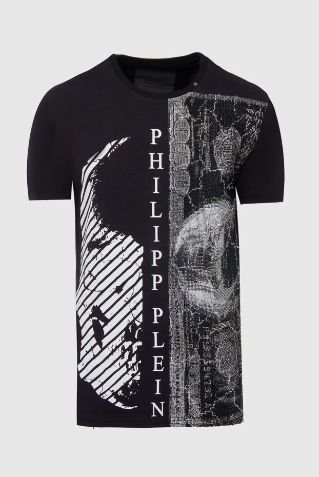 Philipp Plein мужская чёрная футболка с комбинированным принтом черепа и кристаллами
140012 - фото 1