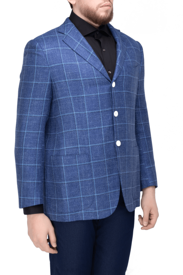 Kiton ашық көк түсті тоқылған өрнегі бар ерлерге арналған ашық көк түсті күртеше 140149 - фото 3