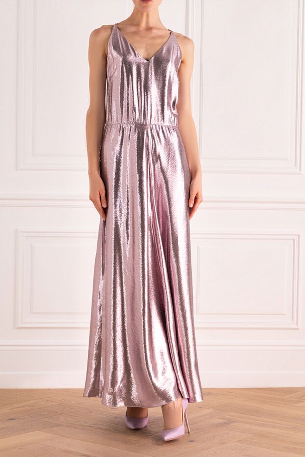 Pink silk and polyester dress for women - photo 2
