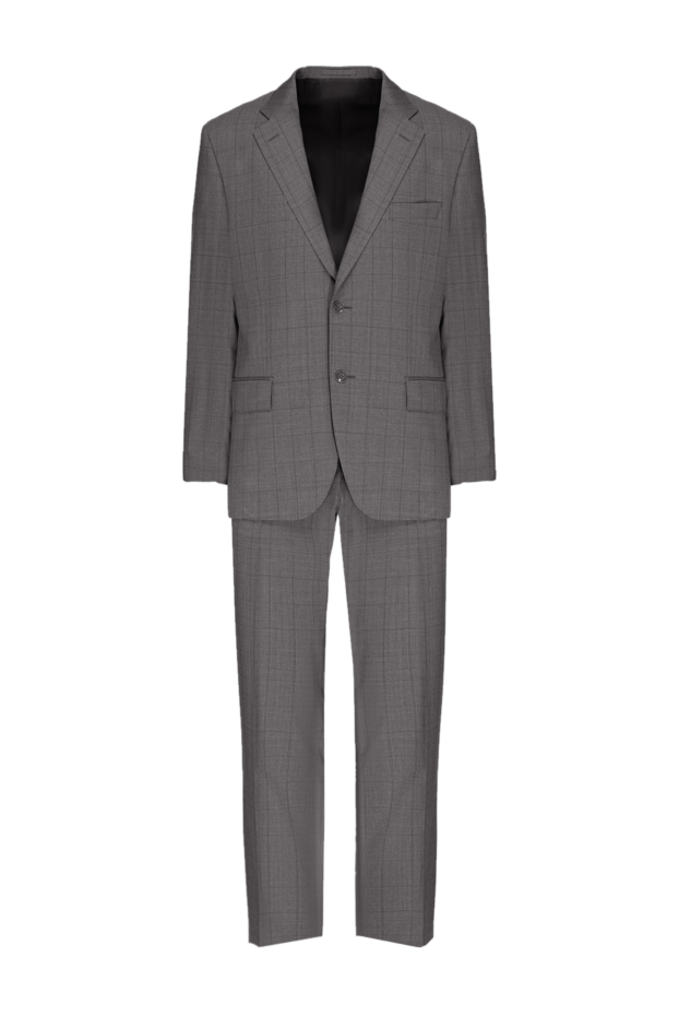 Lubiam men’s grey wool suit in a dark check pattern 140587 - photo 1