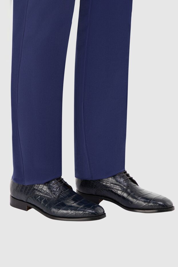 Cesare di Napoli blue alligator leather derby shoes for men 140608 - photo 3