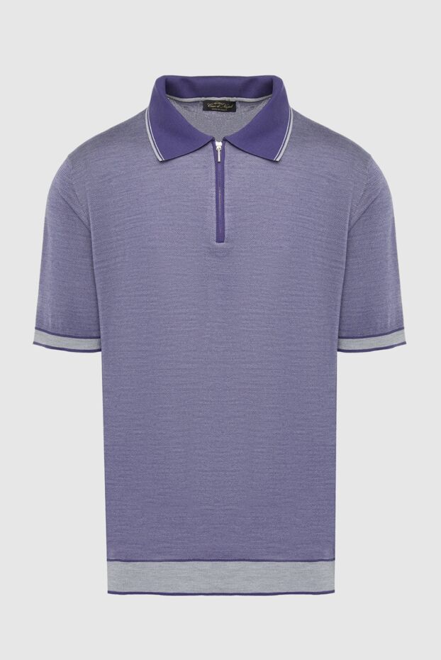 Cesare di Napoli purple melange silk polo shirt with contrast inserts men's 140634 - photo 1