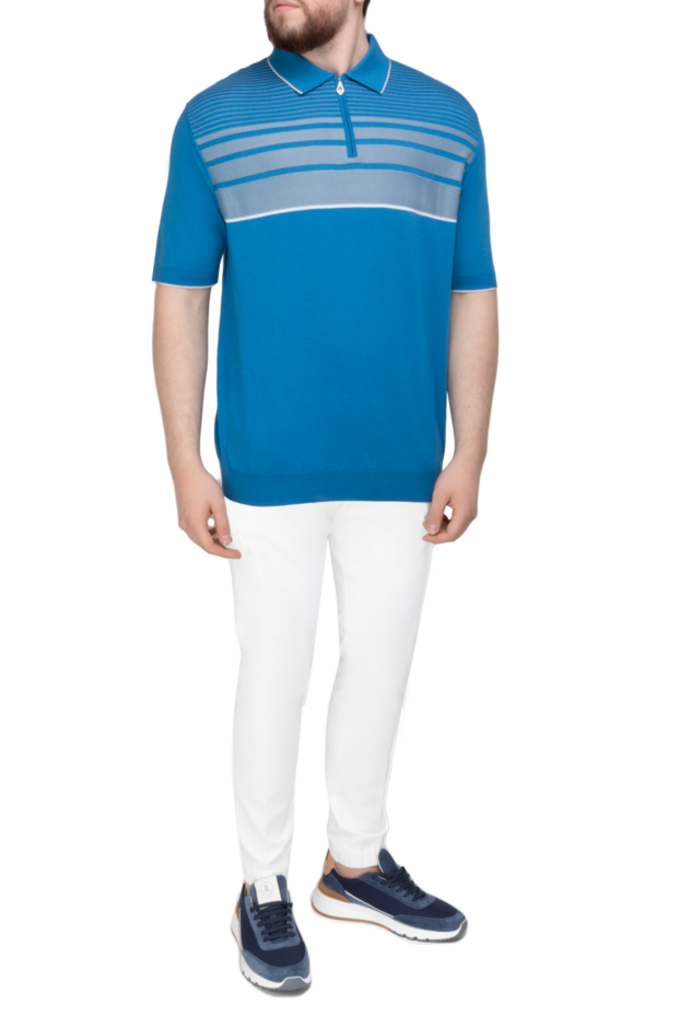 Matt Chaz blue silk polo for men 140741 - photo 2