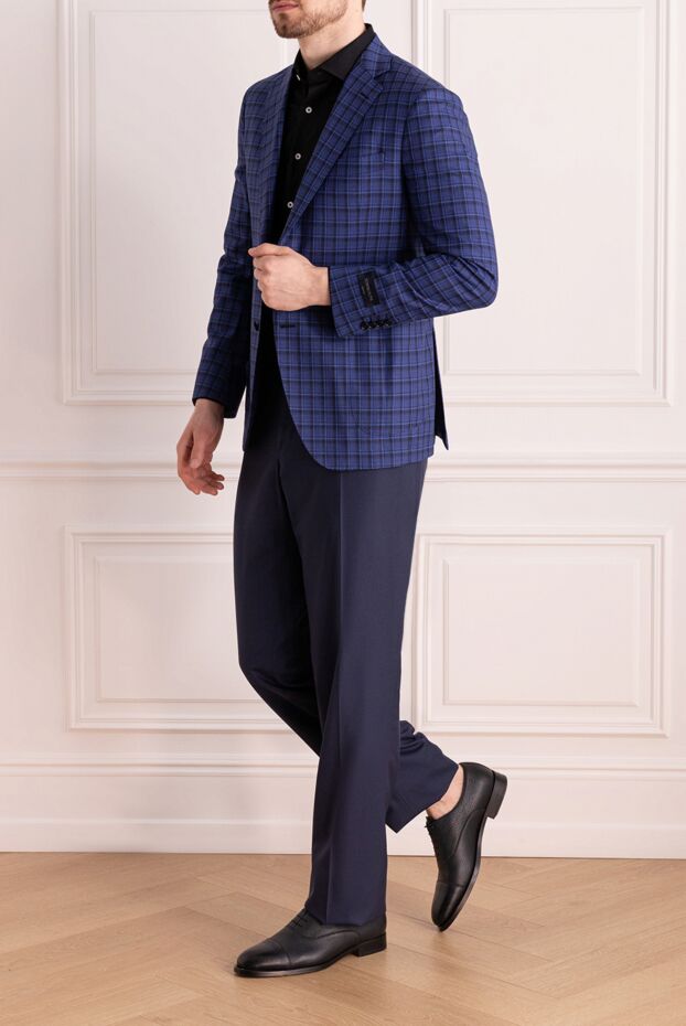 Tombolini stylish men's woolen jacket in blue checkered shade
 140875 - photo 2