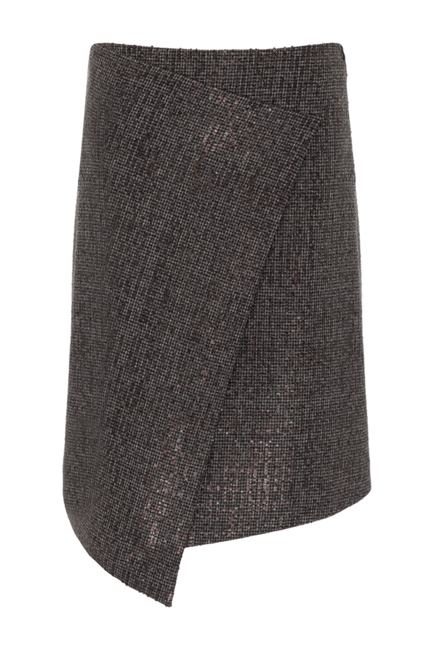 Brunello Cucinelli gray wool tweed mini skirt with diagonal cut 141282 - photo 1