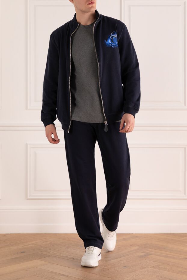 Billionaire dark blue men's zipper tracksuit with shark print

 141504 - photo 2