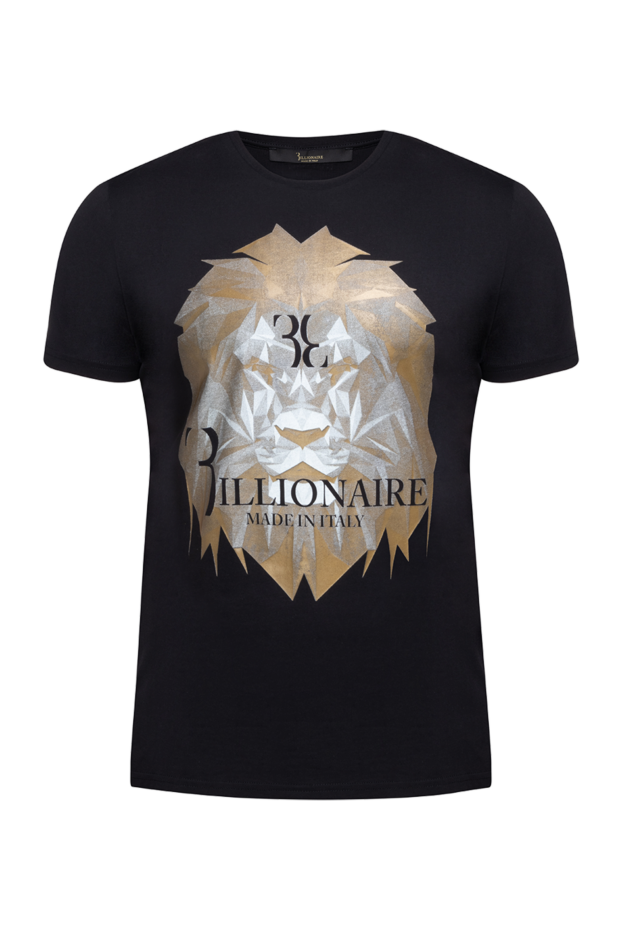 Billionaire men's black cotton jersey t-shirt with polygonal lion print 141514 - photo 1