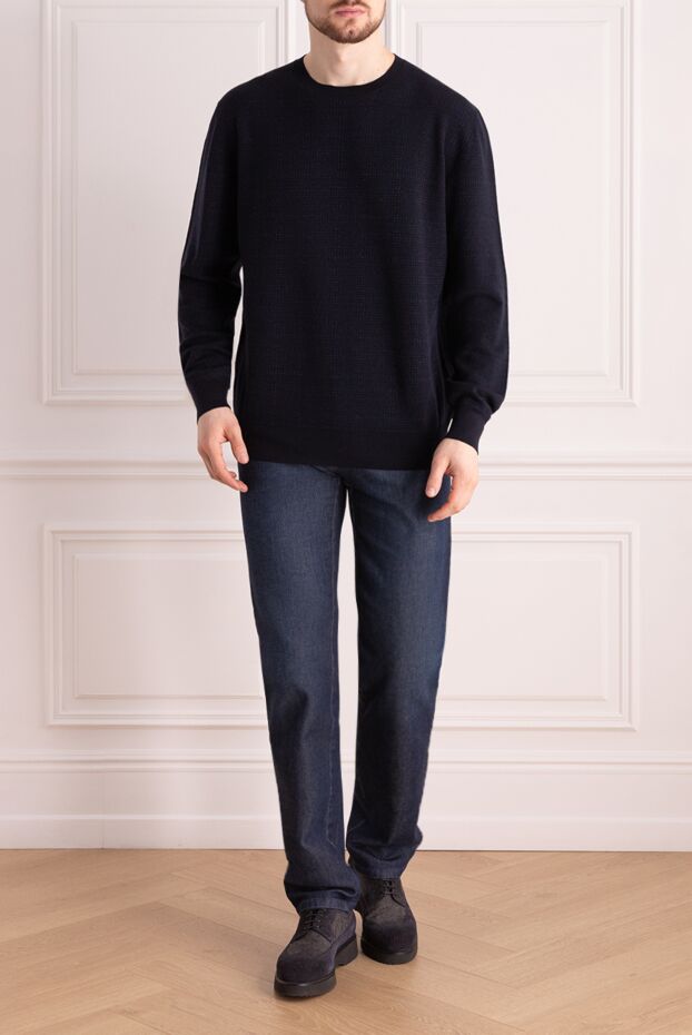 Brioni blue wool and silk jumper with textured knit

 141559 - photo 2