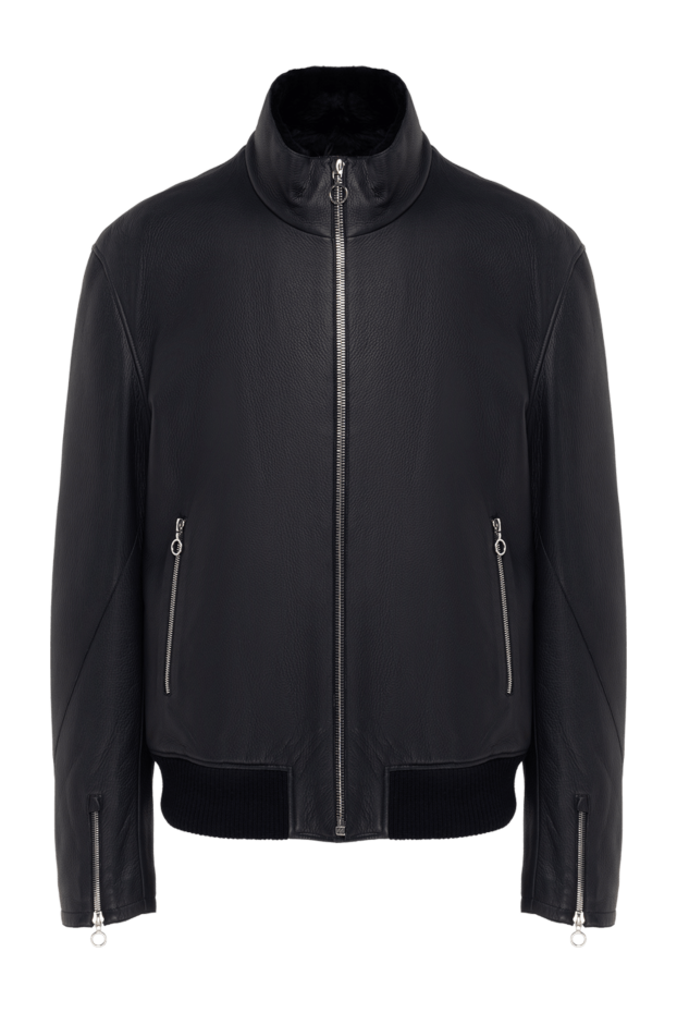Seraphin men's dark blue leather jacket with fur lining 141673 - photo 1