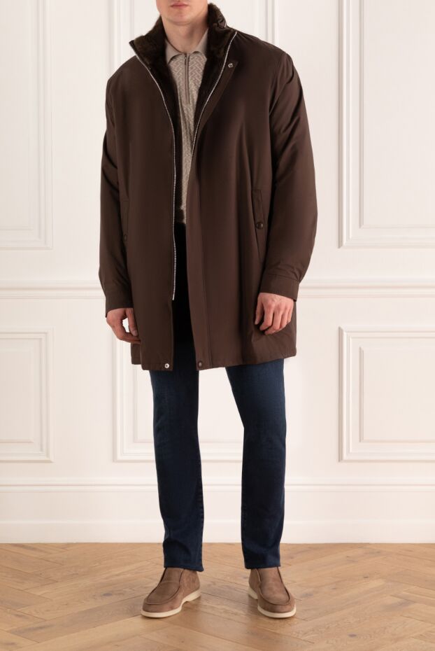 Seraphin brown polyester fur jacket for men 141674 - photo 2