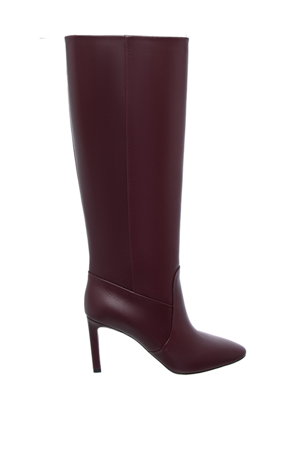 Nina Ricci сапоги женские кожаные на тонком каблуке бордовые 142008 - фото 1