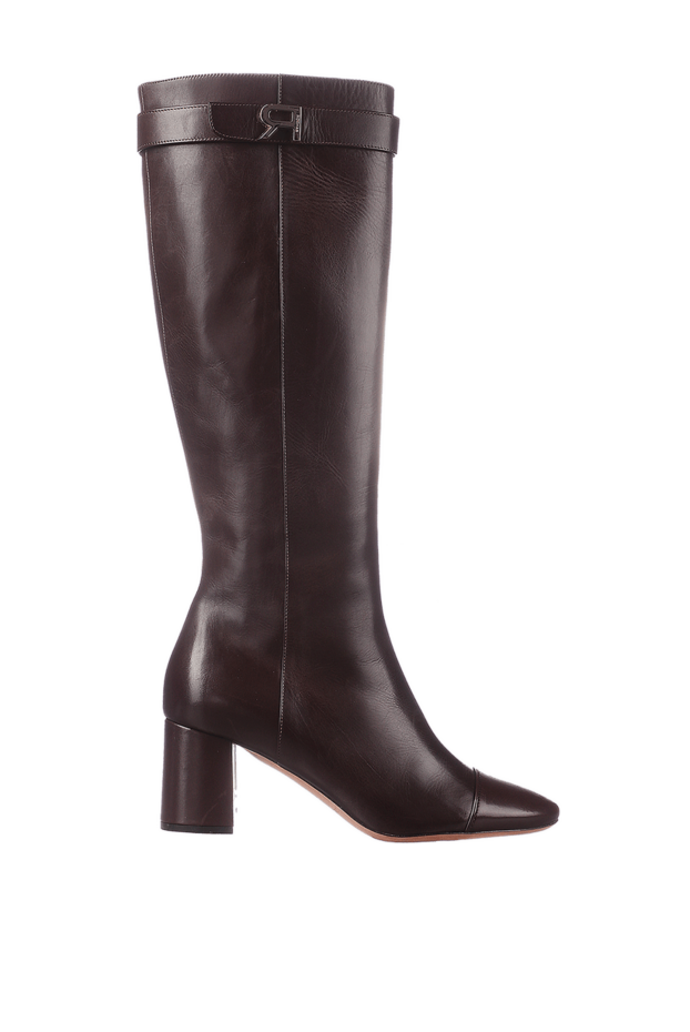 Rochas women's leather boots with a logo buckle, brown 142017 - photo 1