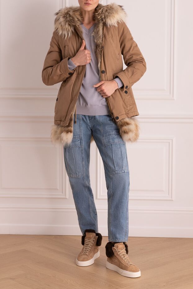 Alessandra Chamonix beige cotton and natural fur parka for women 142052 - photo 2