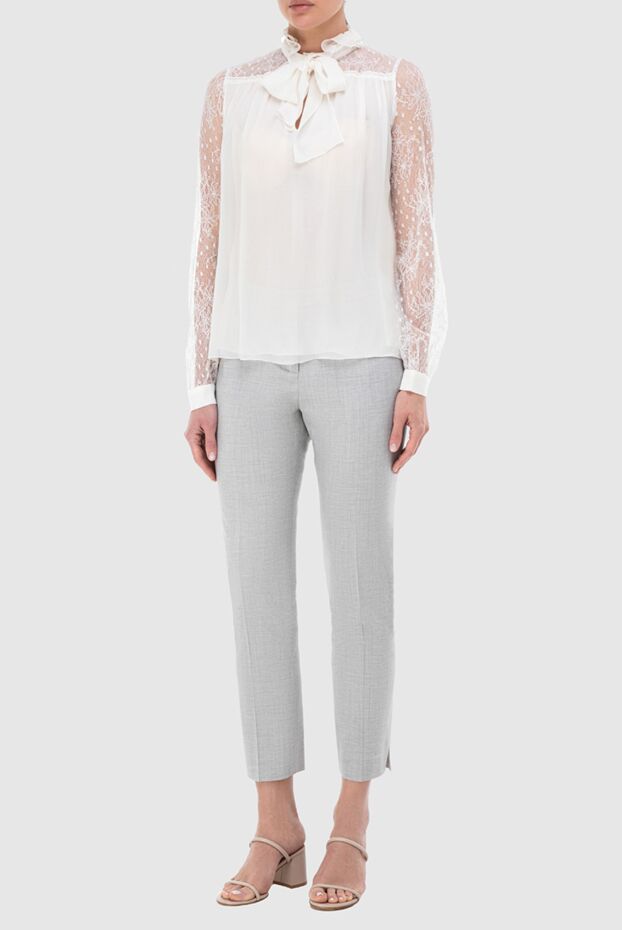 Giambattista Valli women's silk blouse with lace and bow white 142247 - photo 2