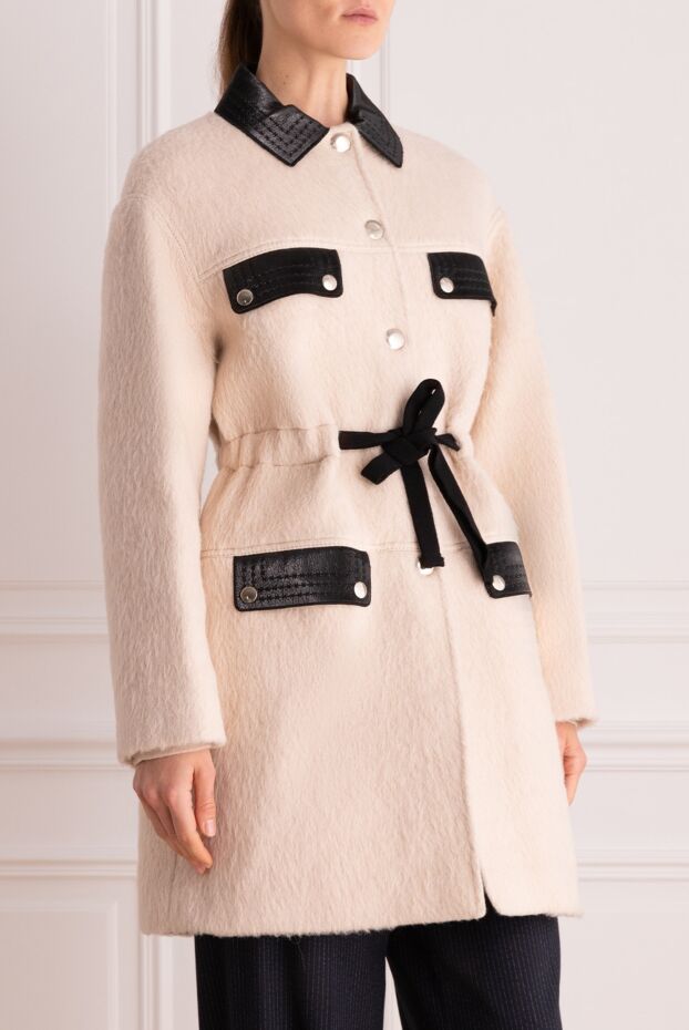 Giambattista Valli women's pink coat with belt and contrasting leather inserts 142250 - photo 3