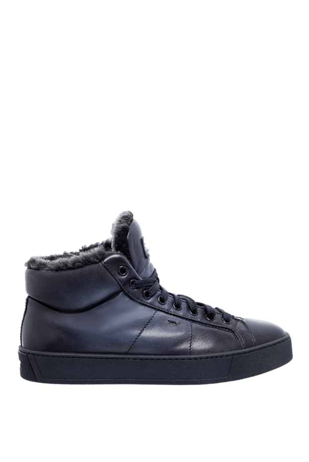 Santoni сникеры из кожи синие мужские 142282 - фото 1