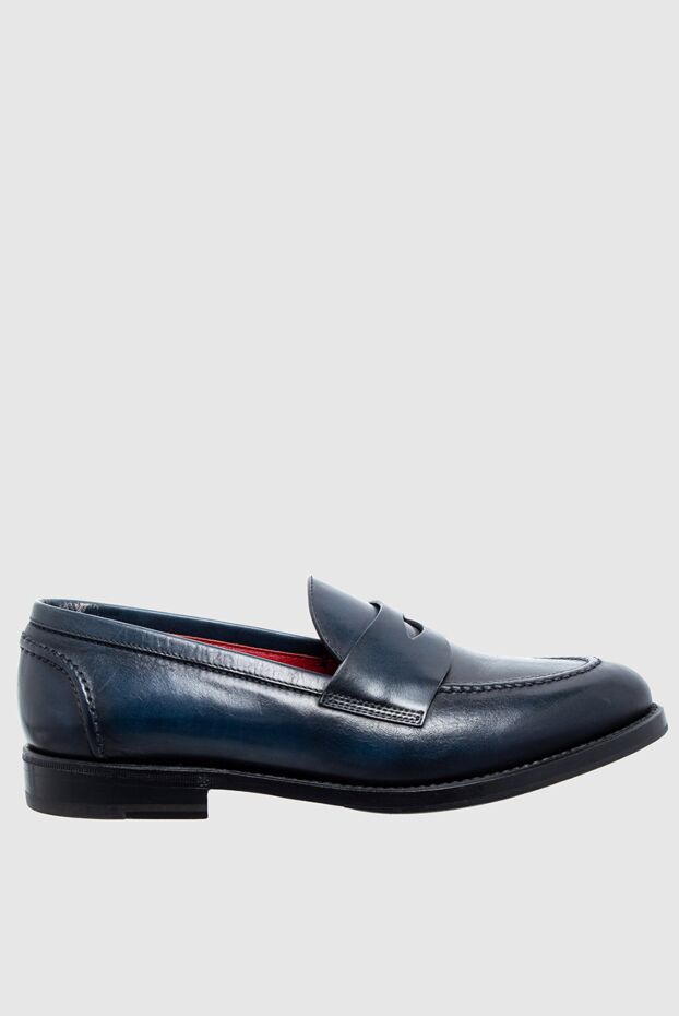 Barrett polished leather penny loafers in blue for men 142289 - photo 1