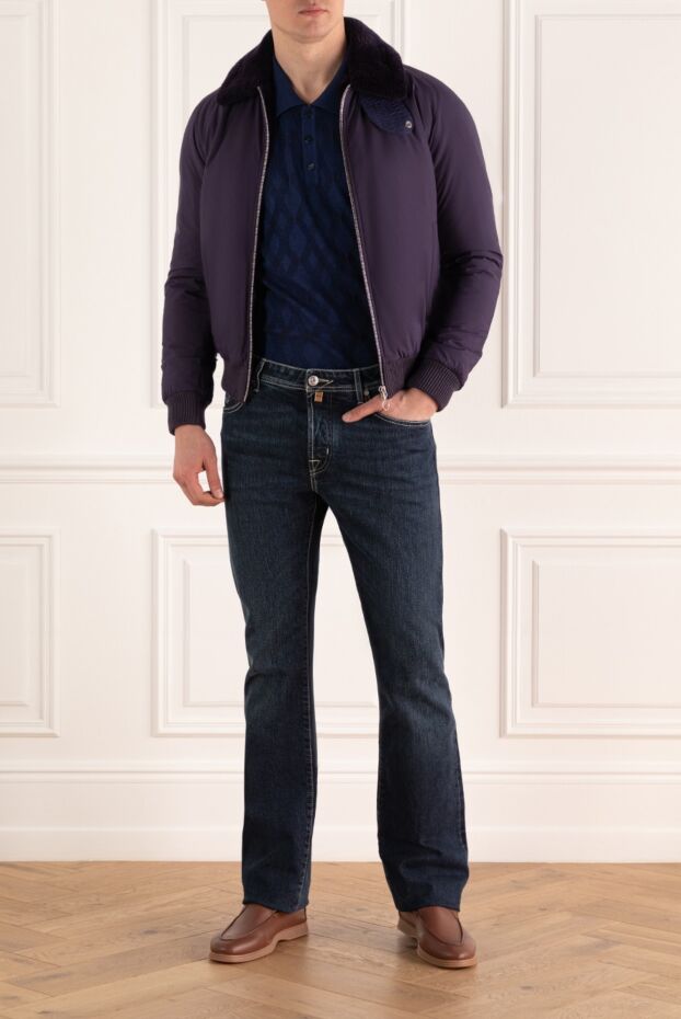 Seraphin jacket with fur and nylon purple for men 142295 - photo 2