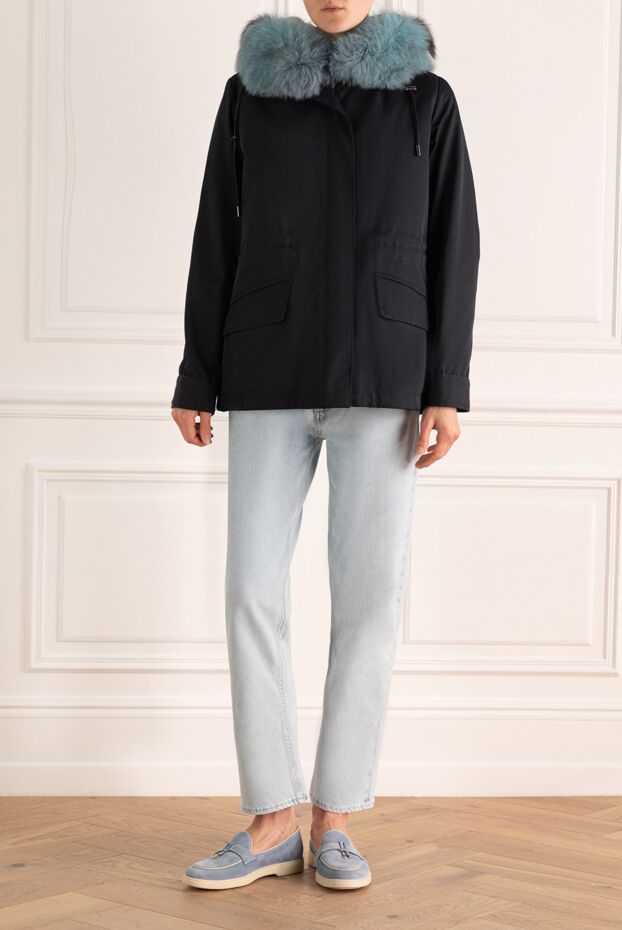 Intuition polyester and fur jacket blue for women 142304 - photo 2
