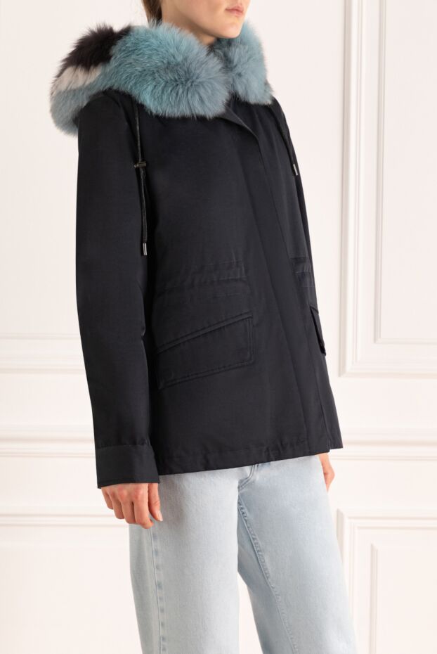 Intuition polyester and fur jacket blue for women 142304 - photo 3