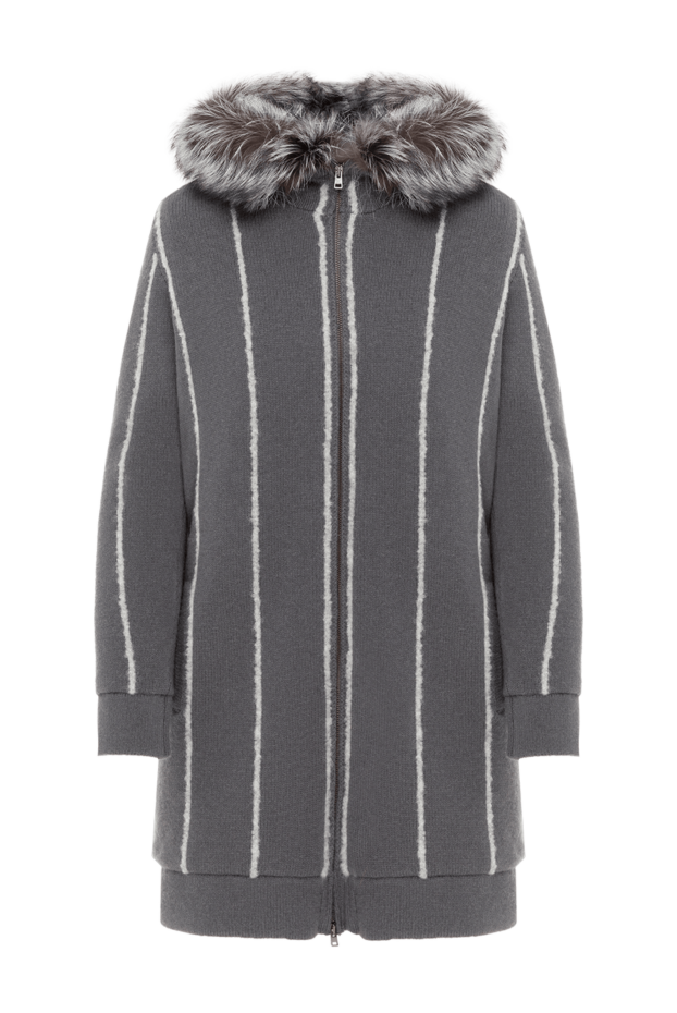 Panicale women's knitted coat made of wool, silk and cashmere with a fur hood
142350 - photo 1