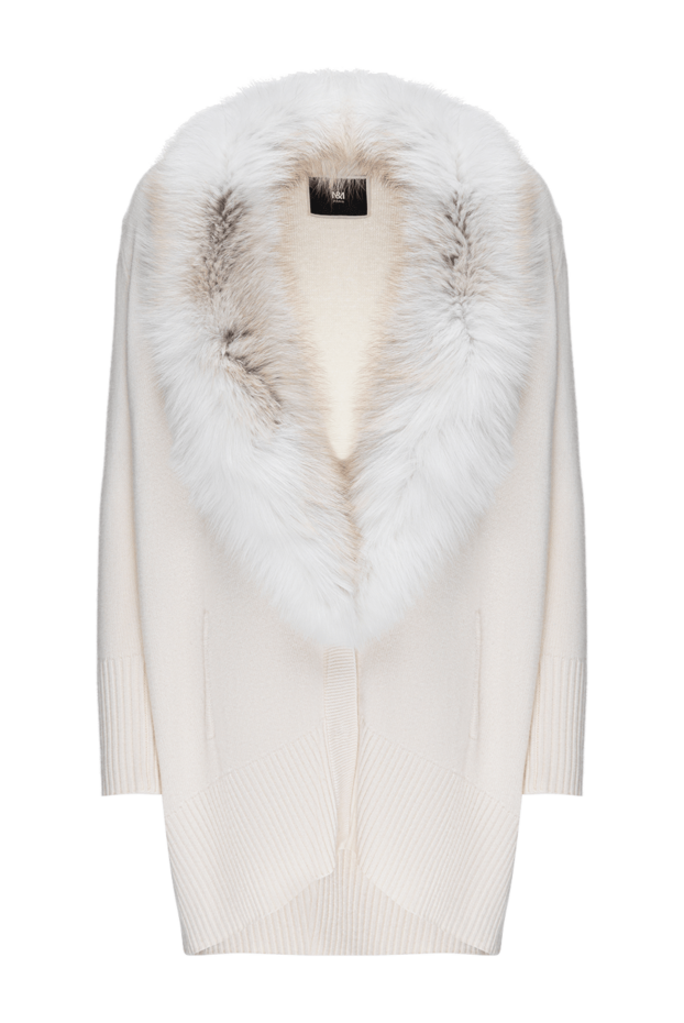 Max&Moi white women’s cashmere jumper with fur on the neckline 142380 - photo 1