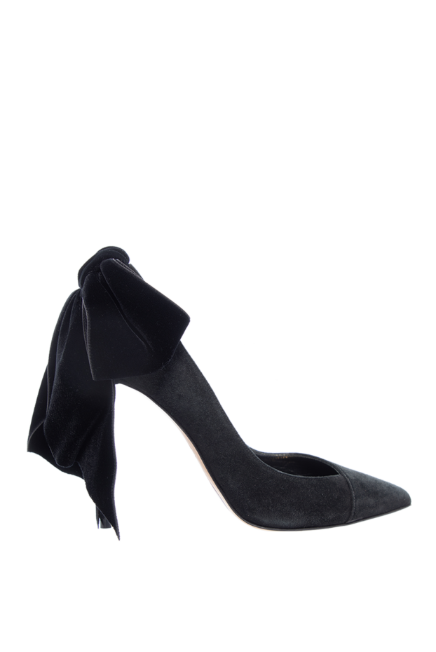 Alexandre Vauthier туфли женские чёрные замшевые на высоких каблуках с бантом 142392 - фото 1