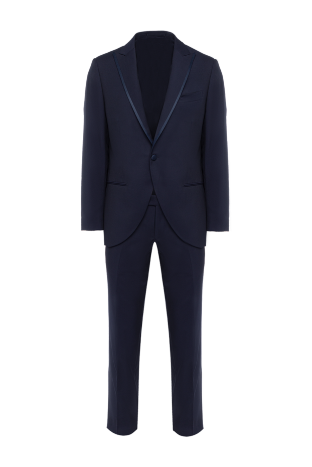 Lubiam men’s dark blue suit with textured piping on the lapels 142711 - photo 1