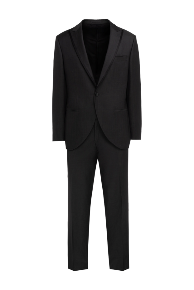 Lubiam men’s dark grey suit with textured piping on the lapels 142712 - photo 1