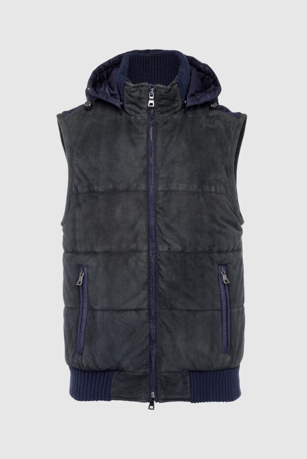 Casheart blue suede, polyester and wool vest for men 142756 - photo 1