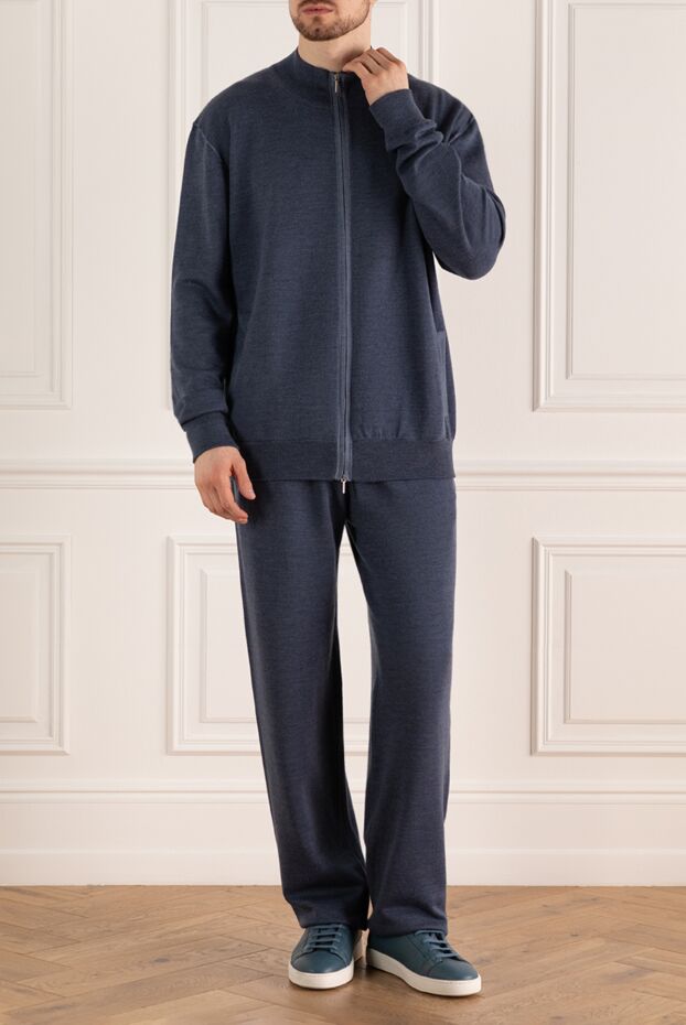 Cesare di Napoli men's sports suit made of wool and silk blue 142765 - photo 2