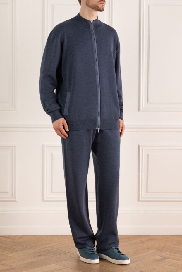Cesare di Napoli men's sports suit made of wool and silk blue 142765 - photo 3