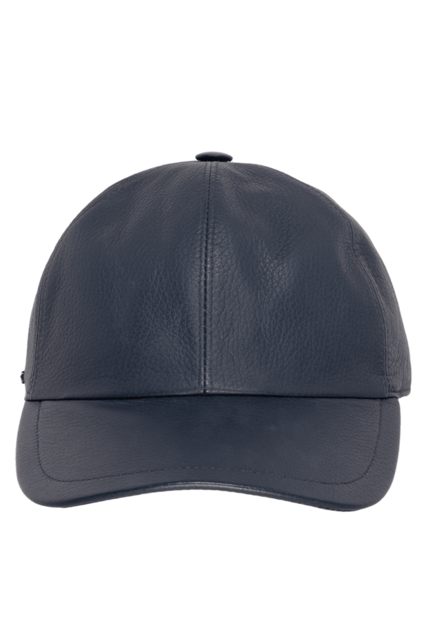 Blue genuine leather cap for men - photo 1