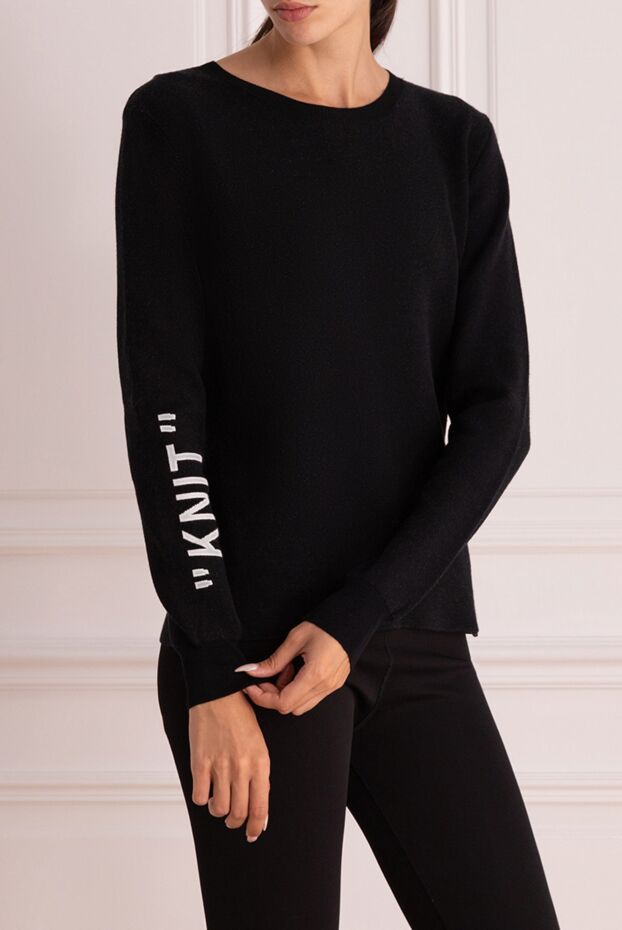Off-White slim fit black jumper with knit print for a street chic look 142838 - photo 3