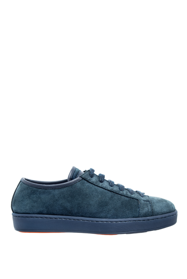 Santoni сникеры из замши синие мужские 142892 - фото 1