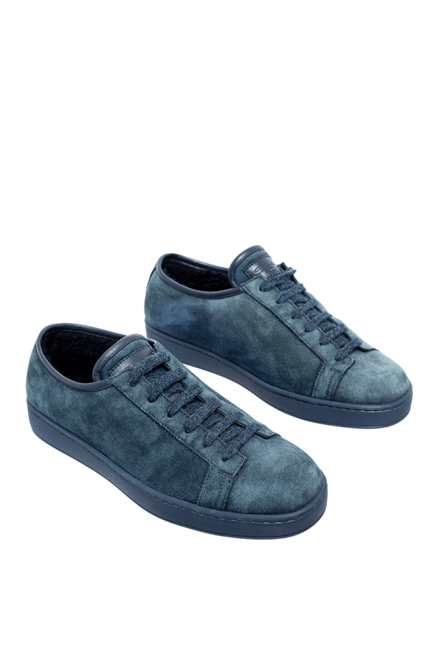 Santoni сникеры из замши синие мужские 142892 - фото 3