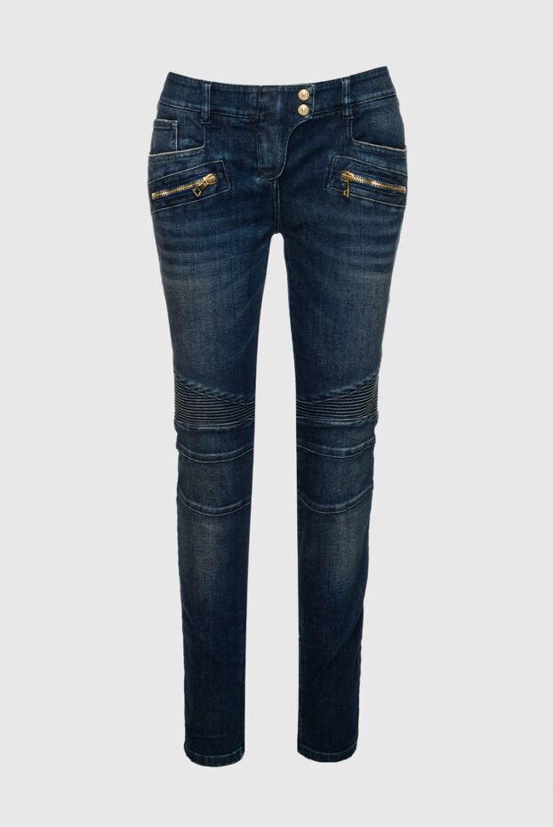 Balmain dark cotton jeans with knee panels and metal zippers on the pockets 142966 - photo 1