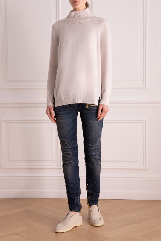 Balmain dark cotton jeans with knee panels and metal zippers on the pockets 142966 - photo 2