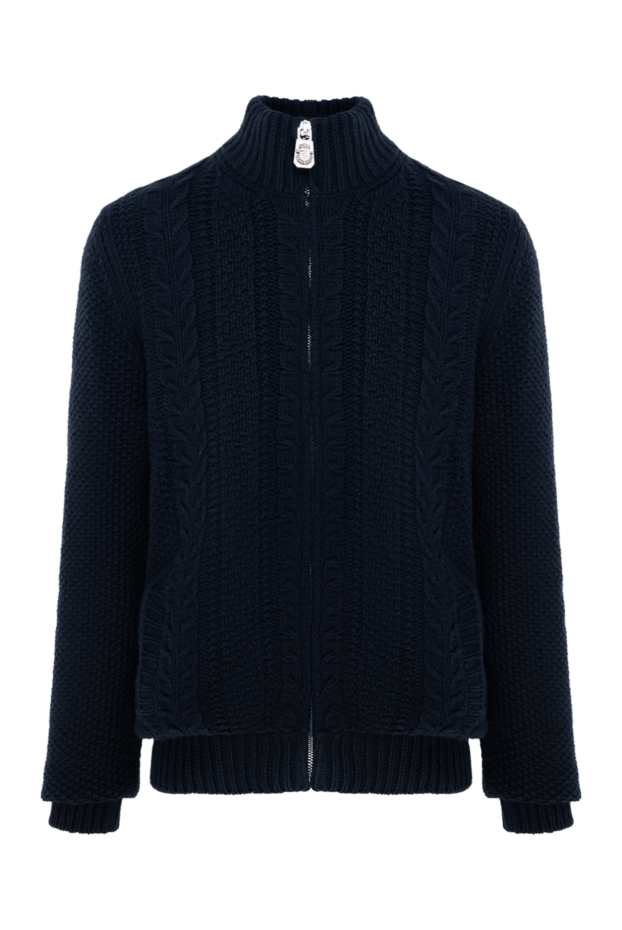 Billionaire cardigan for men made of cashmere and natural fur, blue 143032 - photo 1
