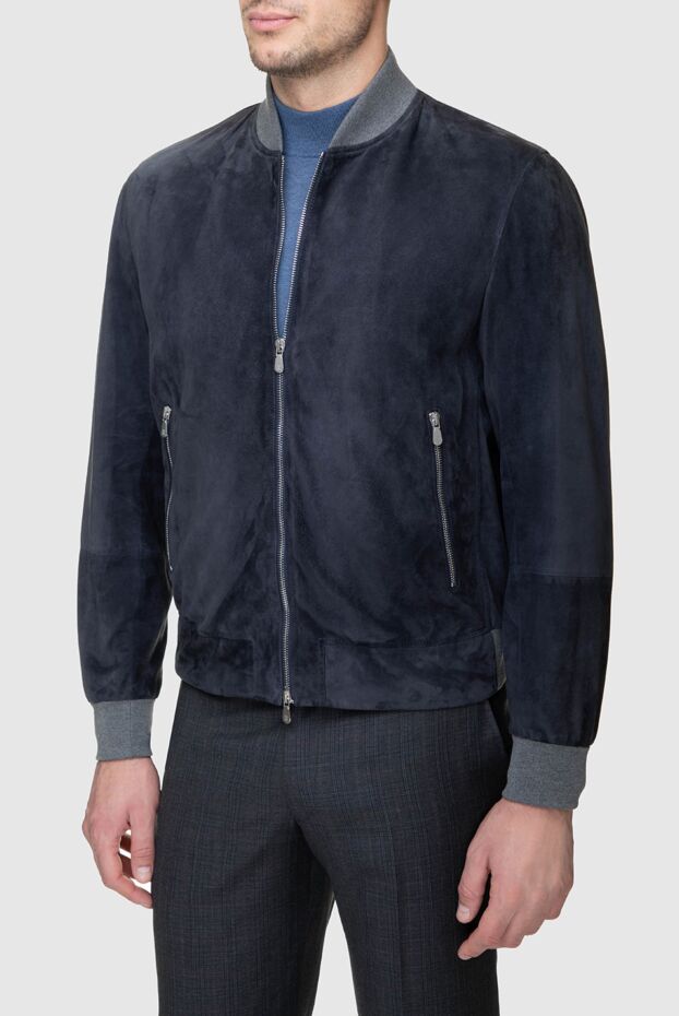 Brunello Cucinelli blue suede jacket for men 143395 - photo 3