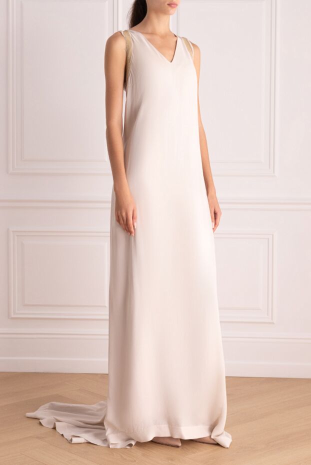 Brunello Cucinelli a silk dress with a flowing train and decorative shoulder inserts.
 143424 - photo 3